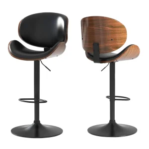 Built in Footrest Bar Stool Separate Backrest Contoured Seat Outer Shell Gas Lift 330 LBS Matte Black Base for Kitchen Pub