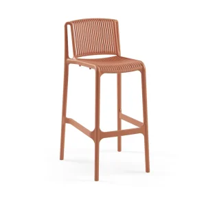 Bulk Commercial Outdoor Plastic Bar Furniture Weatherproof Stackable Ventilated Plastic Counter Bar Stools with Backrest