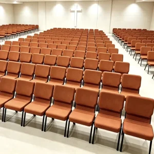 Bulk Interlocking Stacked Metal Fabric Church Auditorium Chairs With Storage Back Pocket Chair Furniture