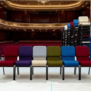 Bulk Modern Stackable Padded Ergonomic Durable Iron Church Auditorium Conference Chair for Living Room Dining