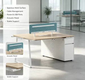 Bulk Supply 2 Person Staff Extension Modern Workstation E0 Grade Particle Board Partition Desk Home Office Large Office