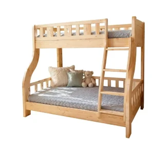Bulk Supply Solid Pine Wood Heavy Duty Rustic Twin Over Full Extra Strong Apartment Dormitory Space Saving Bunk Bed