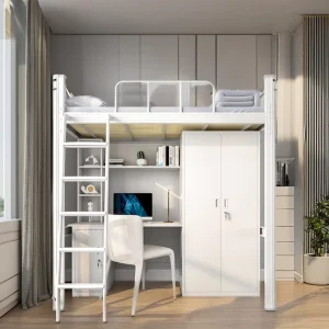 Bunk Dormitory Bed Loft Bed with Desk and Wardrobe School Furniture Loft Bed Cama Alta