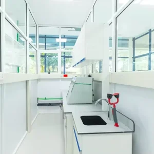 C Frame Chemical Laboratory Furniture Steel and Wood Epoxy Worktop Laboratory Working Test Bench with Drawers