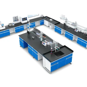 C Shape Steel Wood Chemistry Lab Workbench Mobile Lab Worktable for Primary Secondary Science Classroom