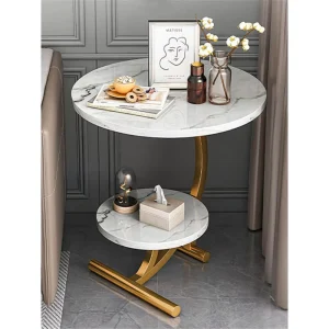 C Shaped Folding Small Tea Table Nordic Round Wooden Coffee Table for Living Room Apartment Bed Side Table