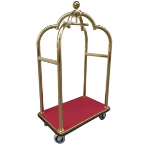 C001 Golden Crown Luggage Carrier Trolley Modern Design Hotel Bellman’s Baggage Cart Warehouse and Home Bar Stainless Steel