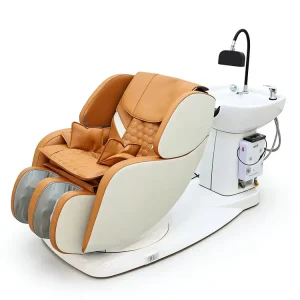 C100 Modern Luxury Shampoo Chair Multifunctional Full Body Spa Massage Salon Hair Washing Chair Ceramic Basin Adjustable