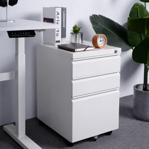 CAB01 1 3 Drawer Wheeled Mobile File Cabinet with Lock Under Desk Office for Home Office File Organizer