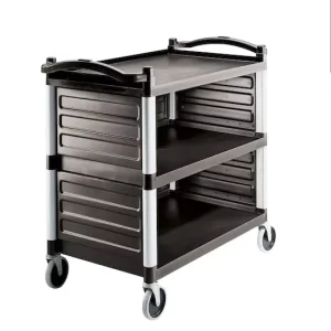 CAMBRO BC340KD Commercial Plastic Large Food Serving Cart 3 Tier Restaurant Hotel Serving Trolley with Side Shelf Panel