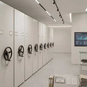 CE Certification KD Manual Steel Mobile Compact Shelving Filing Cabinet System Compact Rolling Archive Library Storage Unit