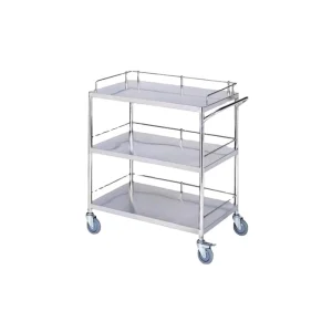 CE Certified 3-Tier Stainless Steel Medical Nursing Trolley Cart Hospital Furniture