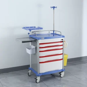 CE ISO Certified 5-Drawer 750mm ABS Medical Emergency Trolley Multi-functional Plastic Hospital Trolley Cart