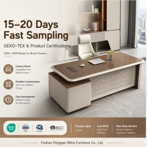 CEO Wood Table Modular Office Furniture Executive Desk New Design Modern Table Top Walnut Wood Grey Office Desk and Chair Set