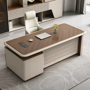 CEO Wood Table Modular Office Furniture Executive Desk Walnut Wood Grey Office Desk and Chair Set