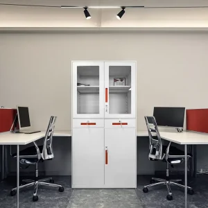 CHNSMILE Free standing 2 Drawer Steel Storage Metal File Cabinet Modern Waterproof with Orange Handle for Office Study Workshop