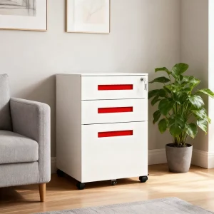 CHNSMILE Steel Office Furniture Design Mobile Adjustable Three Drawer Solid File Cabinet with Key Lock for Kitchen Use