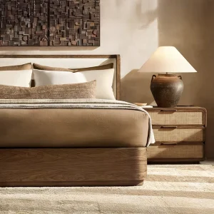 CORTA FABRIC SHELTER BED King Size Upholstered Platform Bed with Solid Wood Frame Modern Luxury Bedroom Furniture