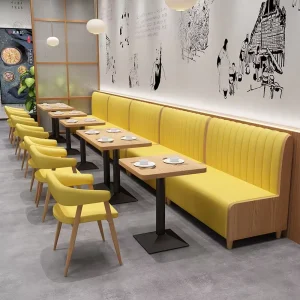 Cafe Booth Sofa Table Chair Combination Modern Durable High Density Foam Commercial Restaurant Furniture Set