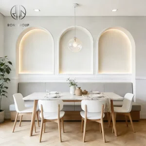 Cafe Coffee Shop Marble Wooden Restaurant Furniture Table and Chair Set Sofa Booth Seating Bench