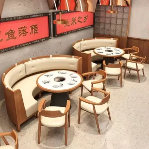 Cafe Hotel Restaurant Wooden Tables Chairs Commercial Furniture Restaurant Booth Bench Sofa