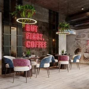 Cafe House Sofa Restaurant Furniture Marble Table Soft Fabric Chairs Casual Restaurant Table and Chair 4 Seat Table Chair Set