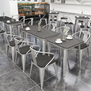 Cafe Table and Chair Set Industrial Metal Dining Chairs Upholstered Seat Commercial Cafe Dessert Shop Furniture Set