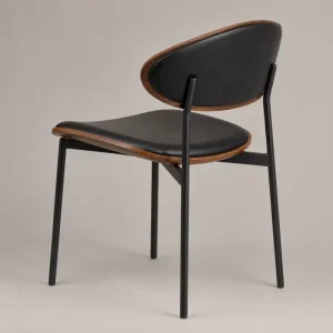 Cafe Table and Chairs Matching Black PU Leather Faux Wood Dining Chair for Restaurant Hotel B2B Furniture OEM ODM Bulk