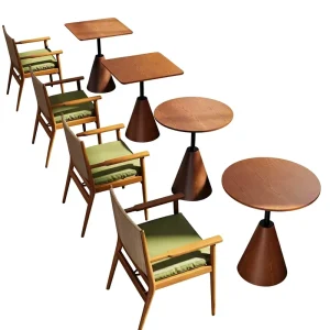 Cafe Wall Bench Round Double Seating PU Material Mountain Style Commercial Restaurant Bakery Dining Leisure Area Small Table
