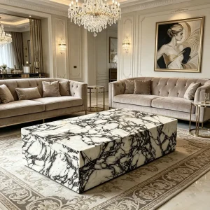 Calacatta Viola Marble Coffee Table Custom Rectangular Marble Low Table for Hotel Home and Villas