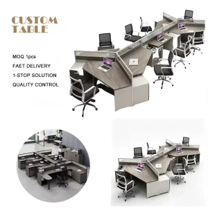 Call Center Cubicle Desk Minimalist Modern 4/6-Person Partitioned Sections Employee Desk and Chair Set Workstation Desk