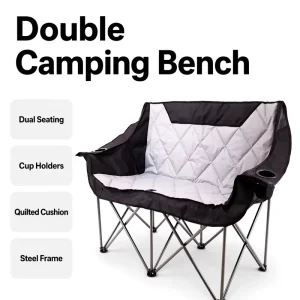 Camping Bench Double Folding Chair Outdoor Two Person Chair Two Seater Camping Chair Outdoor Picnic Chair Patio Chair