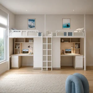 Campus Furniture Wall Bunk Bed with Wardrobe Adult Metal Bunk Beds with Desk Bunk Beds Set