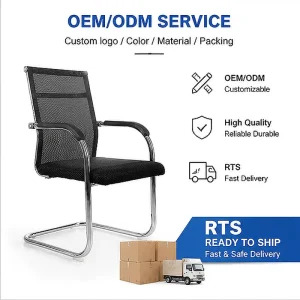Cantilever Mesh Visitor Office Chair Chrome Sled Base Fixed Armrest Breathable Mesh Conference Waiting Desk Chair Home Office