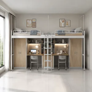 Capsule Bunk Bed with Private Curtain and USB Port, Modern Dormitory Bed for Student Apartment