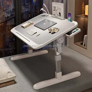 Card Slot Design Adjustable Wooden Light Anti Skidding Small Folding Bed Computer Lap Table Laptop Writing Desk for Kids