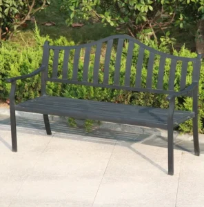 Cast Aluminum Outdoor Bench with Backrest All Weather Garden Park Public Seating