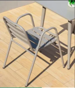 Cast Aluminum Outdoor Patio Dining Chair Champagne Weatherproof Arm Chair for Garden Backyard Porch Poolside