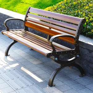Cast Aluminum Patio Bench Outdoor Custom Solid Wood Sitting Bench Iron Garden Seats Elegant Design Park Leisure Benches