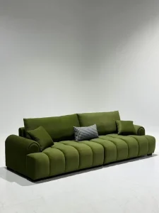 Cat Scratch Resistant Sectional Sofa Suede Fabric Pine Wood Frame Modern Corner for Pet Home