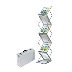 Catalog Stand A4 Zig Zag Brochure Literature Stand Aluminium Magazine Display Rack Brochure Holder Magazine Storage Rack