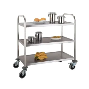 Catering Equipment 3 Tier SS201 Stainless Steel 100kg Load Capacity Food Service Carts Restaurant Service Hotel Commercial