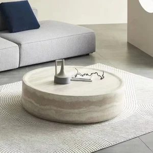 Cave Stone Tea Table Living Room Home High-end Artistic Sense Homestay Circular Marble Tea Table