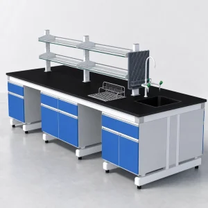 Central Table CH Frame University Lab Side Table with Sink and Storage Cabinet