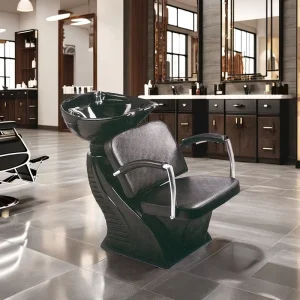 Ceramic Basin Shampoo Chair for Barbershop Salon Furniture PU Leather Synthetic Leather Modern Design Hairdressing Equipment