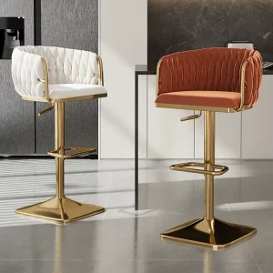 Chair Bar Metal Counter Nordic Swivel Modern Home Furniture Set High Wooden Velvet Kitchen Leather Gold Luxury Stools Bar Chairs