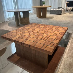 Checker Painting Square Wooden Tea Table Interior Home Living Room Furniture Sabi Wabi Japan Style Wooden Low Coffee Tables