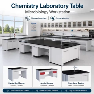 Chemical Resistant Flame Retardant Microbiology Chemistry Laboratory Table Equipment Steel Workbench