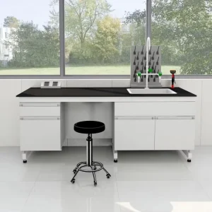 Chemical Resistant Laboratory Wall Bench with Cabinets and Drawers