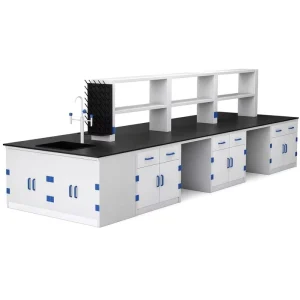 Chemical Resistant PP Laboratory Island Table Central Workbench Sink Faucet Reagent Rack for Lab Laboratory Furniture